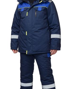 Костюм СИРИУС-БОСТОН куртка, п/к т.синий с васильковой и чёрной отд.