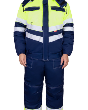 Костюм НАВИГАТОР-2 куртка короткая и полукомбинезон цвет синий с лимонным и СОП