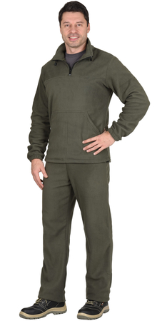 Костюм флисовый куртка и брюки цвет оливковый