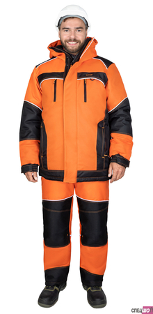 Костюм АРКТИКА  куртка длинная и брюки цвет кирпичный с чёрным