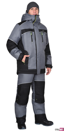 Костюм СИРИУС-АРКТИКА куртка длинная и брюки цвет средне-серый с черным