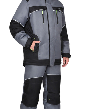 Костюм СИРИУС-АРКТИКА куртка длинная и брюки цвет средне-серый с черным