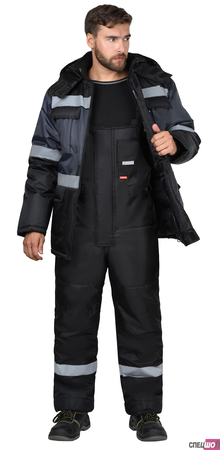 Костюм ТЕРМИНАЛ куртка и полукомбинезон цвет черный с темно-серым и СОП