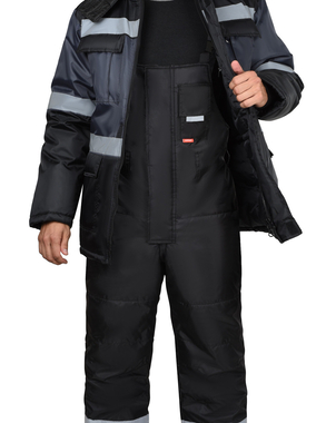 Костюм ТЕРМИНАЛ куртка и полукомбинезон цвет черный с темно-серым и СОП