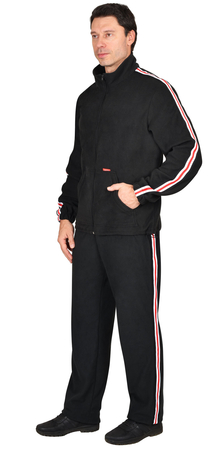 Куртка флисовая черная с лампасной лентой