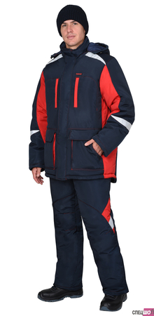 Костюм САТУРН куртка длинная, брюки цвет тёмно-синий с красным и СОП