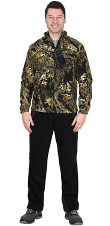 Куртка флисовая цвет камуфляж Тёмный лес