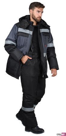 Костюм СИРИУС-ТЕРМИНАЛ зимний, куртка, брюки черный с темно-серым и СОП