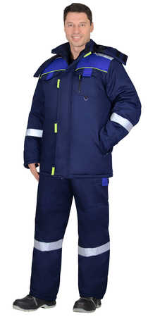 Костюм БОСТОН-РОСС куртка длинная и полукомбинезон цвет синий с васильковым, чёрной отделкой и СОП