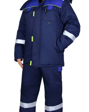 Костюм БОСТОН-РОСС куртка длинная и полукомбинезон цвет синий с васильковым, чёрной отделкой и СОП